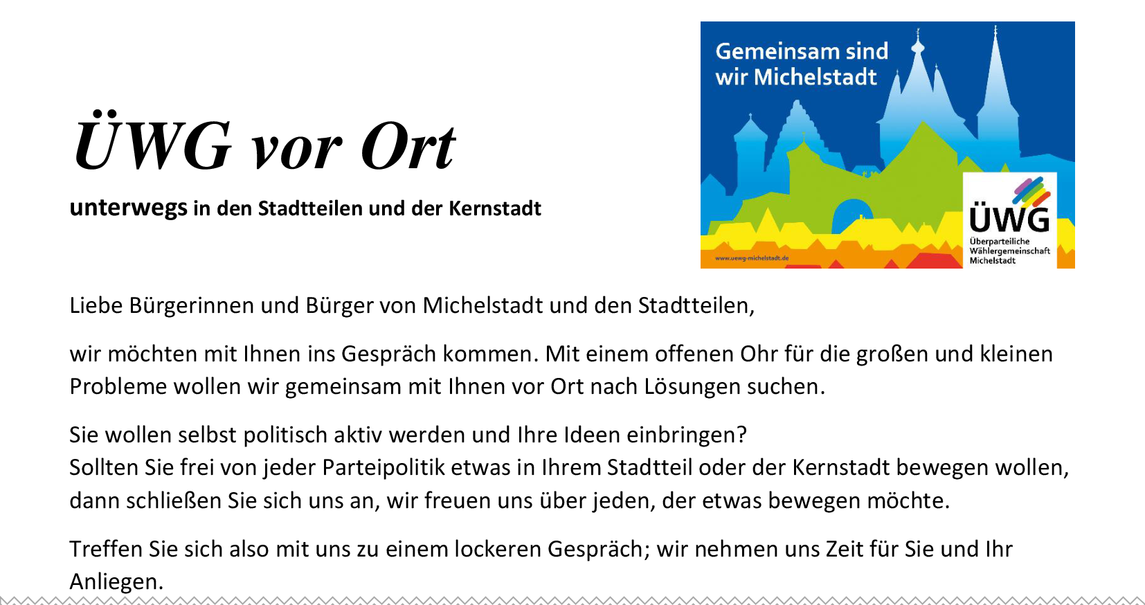 ÜWG in Steinbach – unterwegs in den Stadtteilen und der Kernstadt
